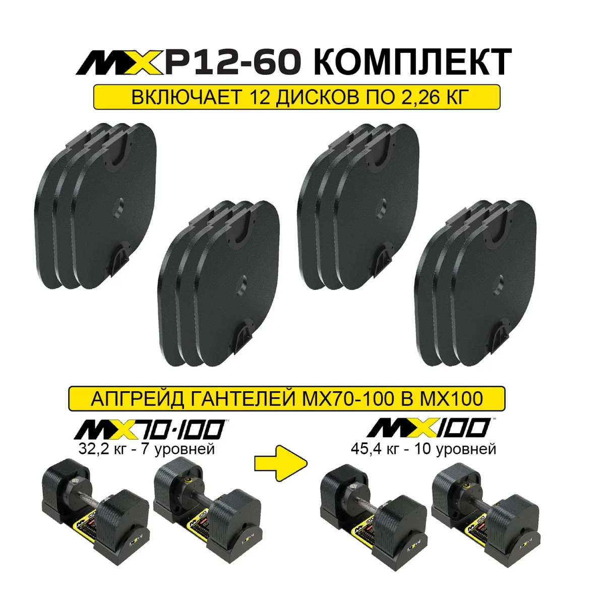 Комплект увеличения веса пары MX70-100 EVO до MX100 EVO, 12 дисков