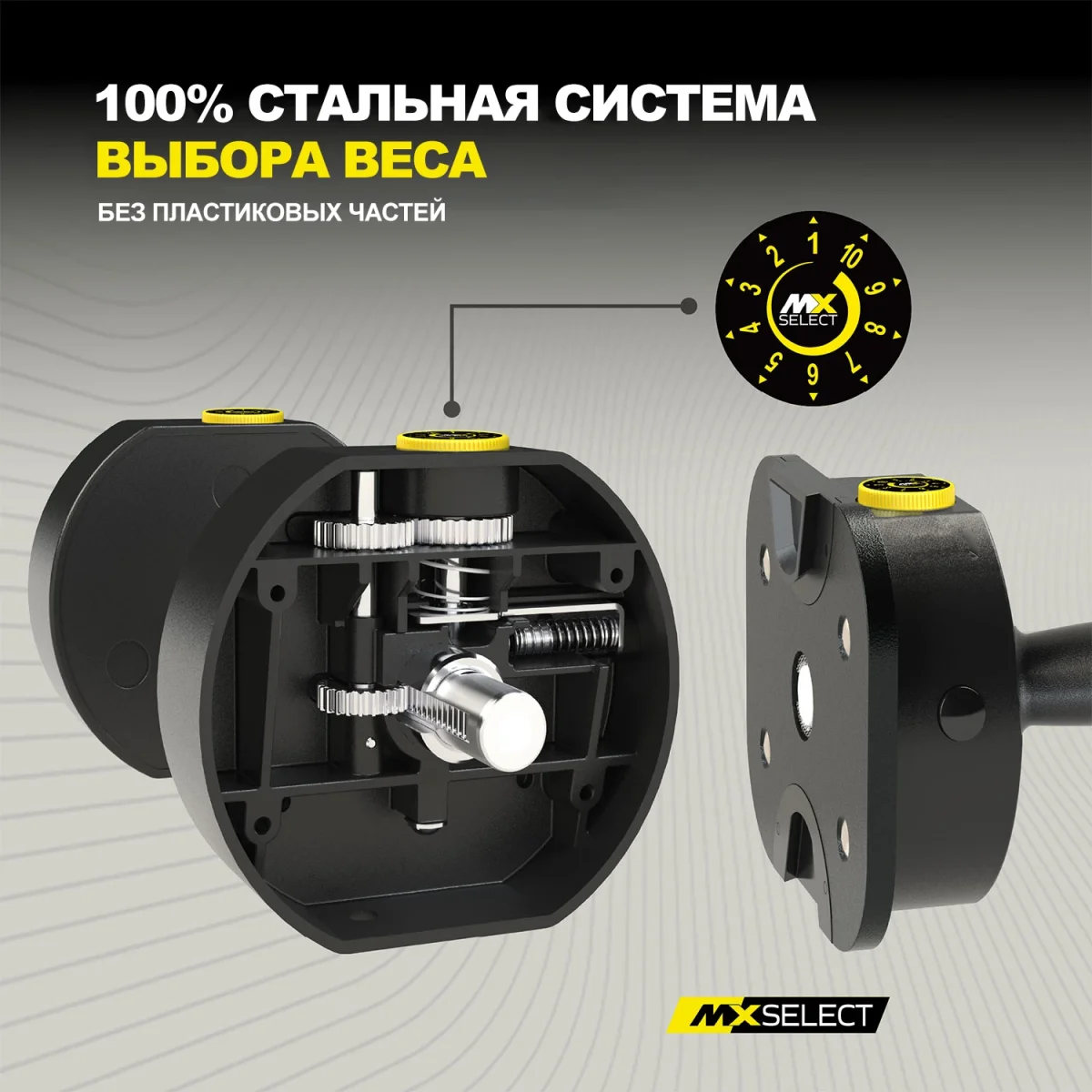 Гантели регулируемые MX Select MX100 EVO, эргономичная прорезиненная рукоять, вес 5.9-45.4 кг, пара